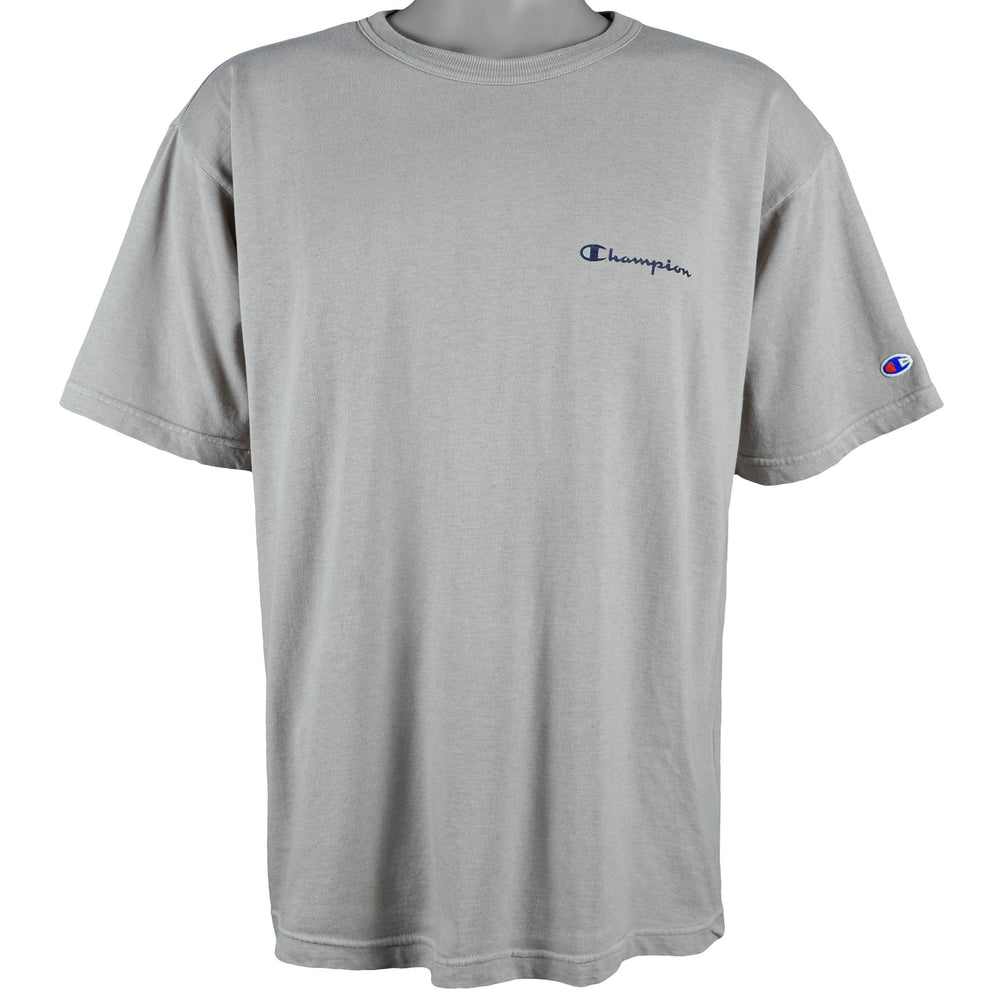 Champion - Grey Spell-Out T-Shirt 1990s Large Vintage Retro