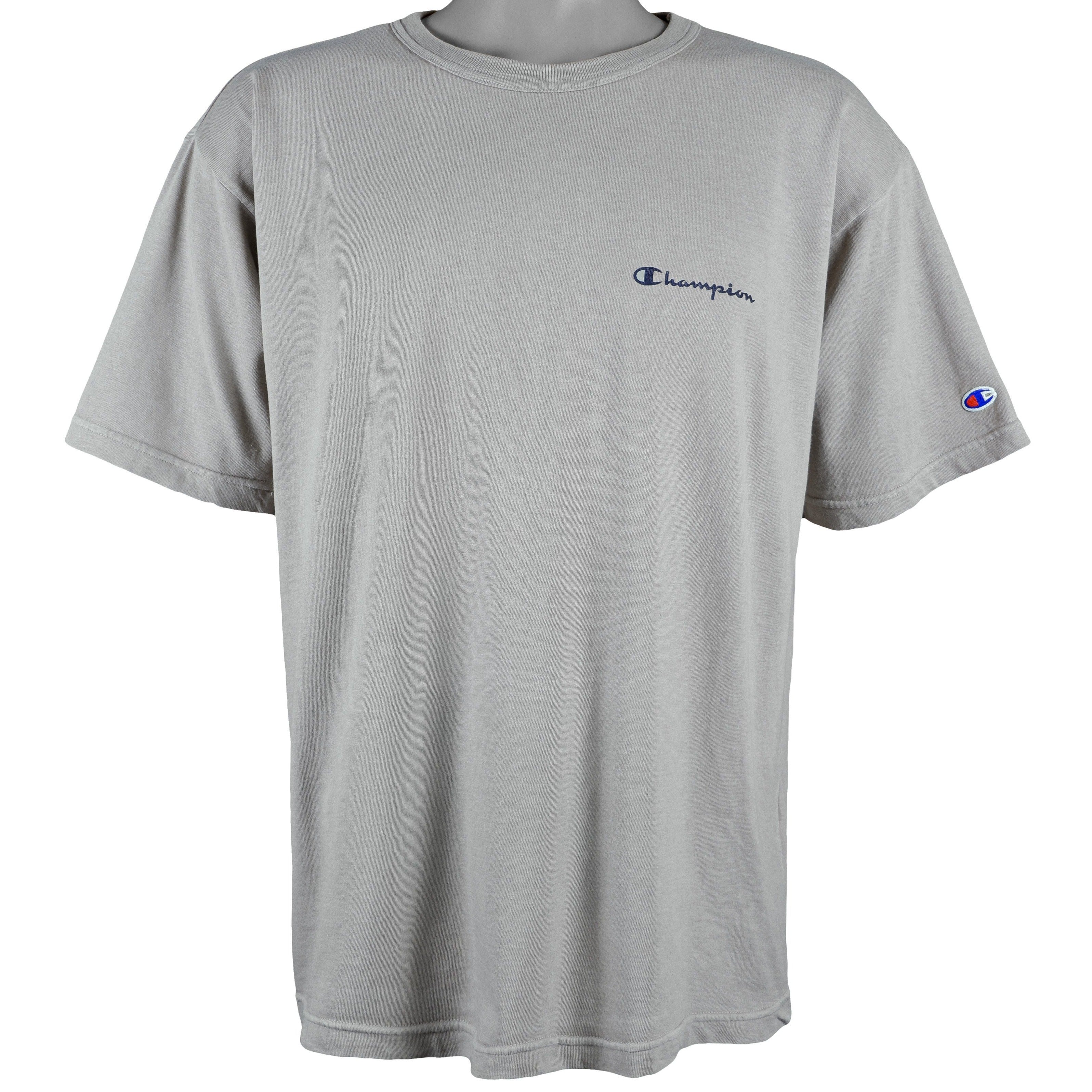Champion - Grey Spell-Out T-Shirt 1990s Large Vintage Retro