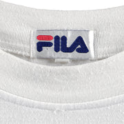 FILA - White, Red & Blue Spell-Out T-Shirt 1990s Large Vintage Retro