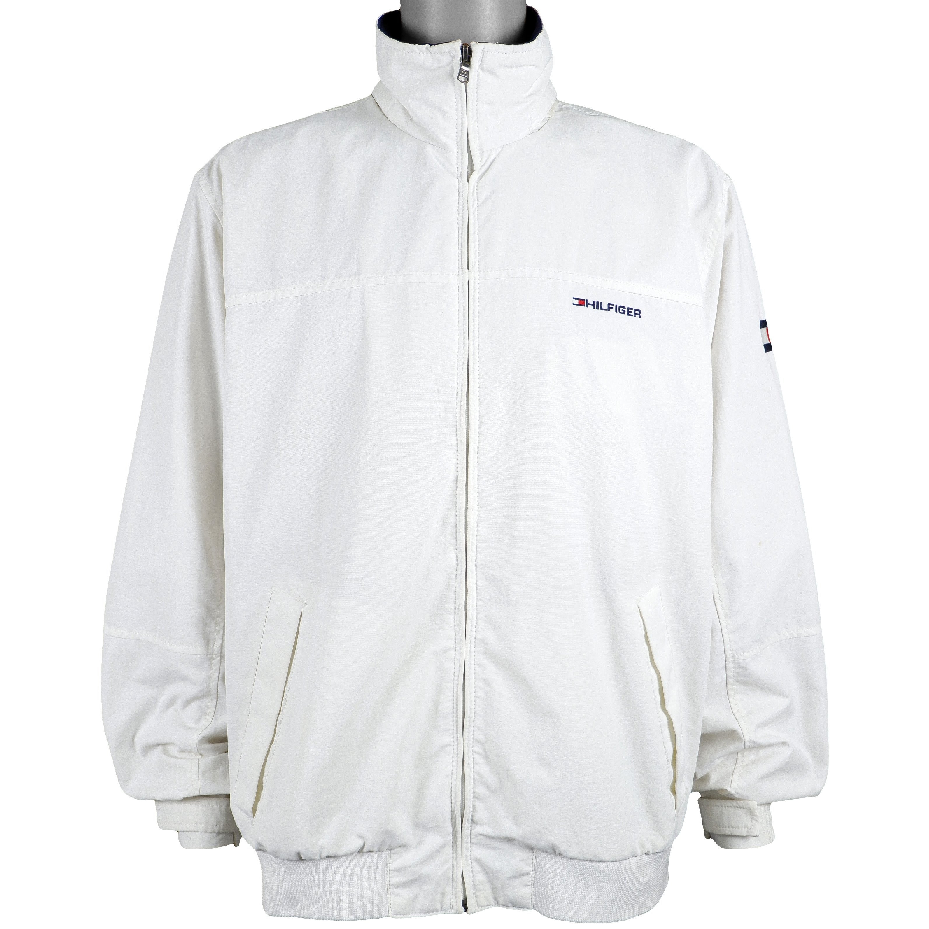 Tommy Hilfiger - White Big Spell-Out Jacket X-Large Vintage Retro