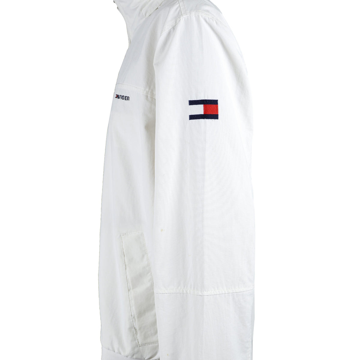 Tommy Hilfiger - White Big Spell-Out Jacket X-Large Vintage Retro