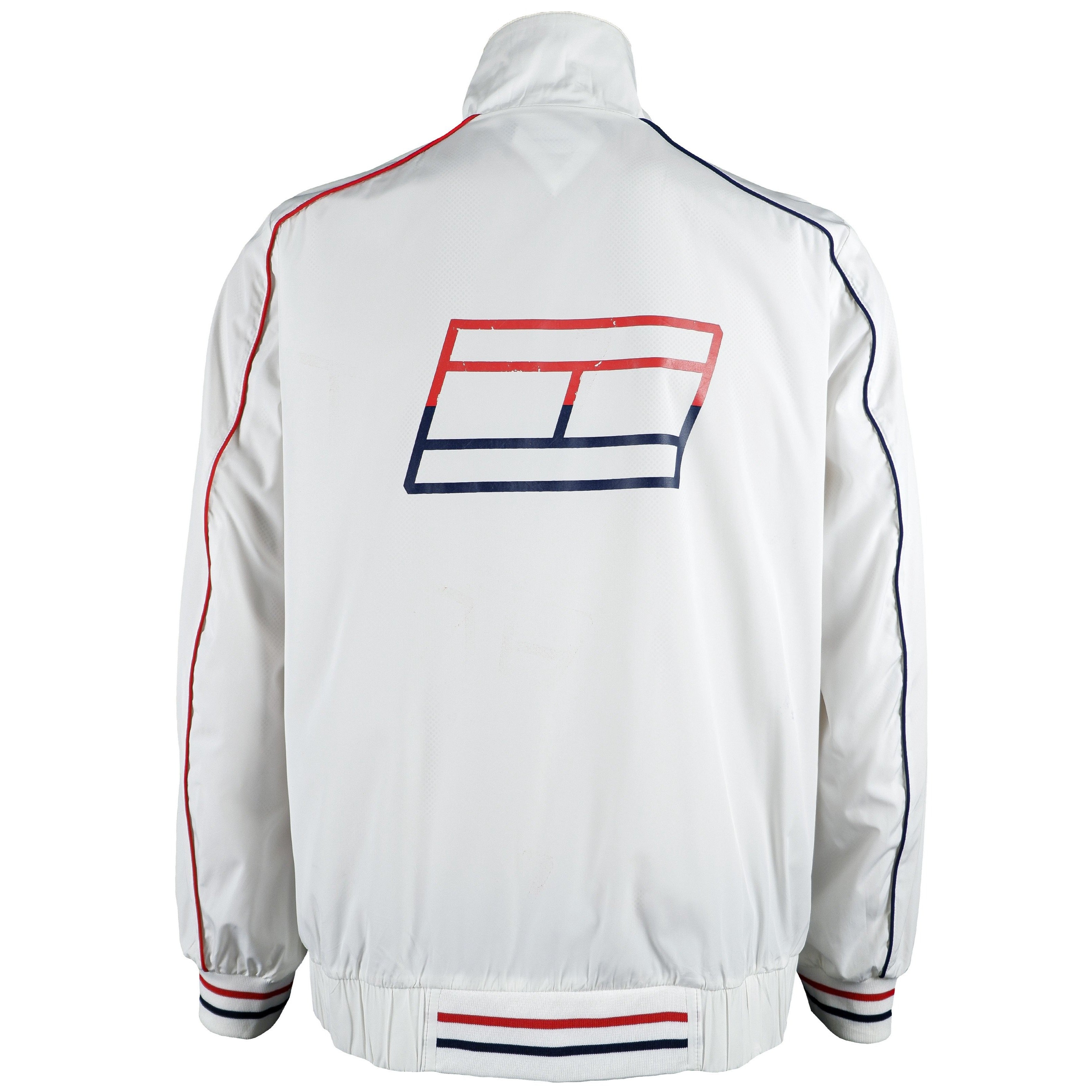 Tommy Hilfiger - White Big Spell-Out Jacket Large Vintage Retro