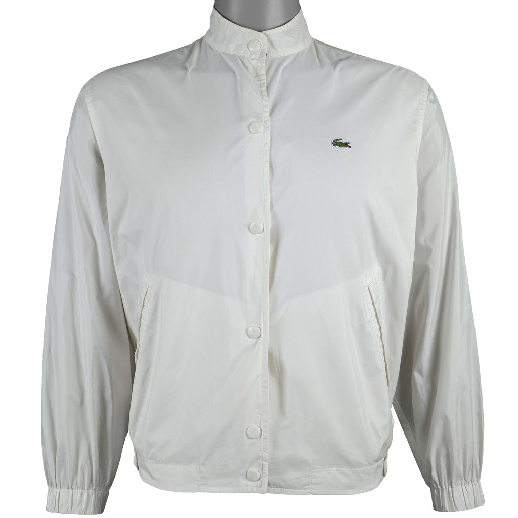 Lacoste - White Button-Up Jacket 1990s Medium Vintage Retro