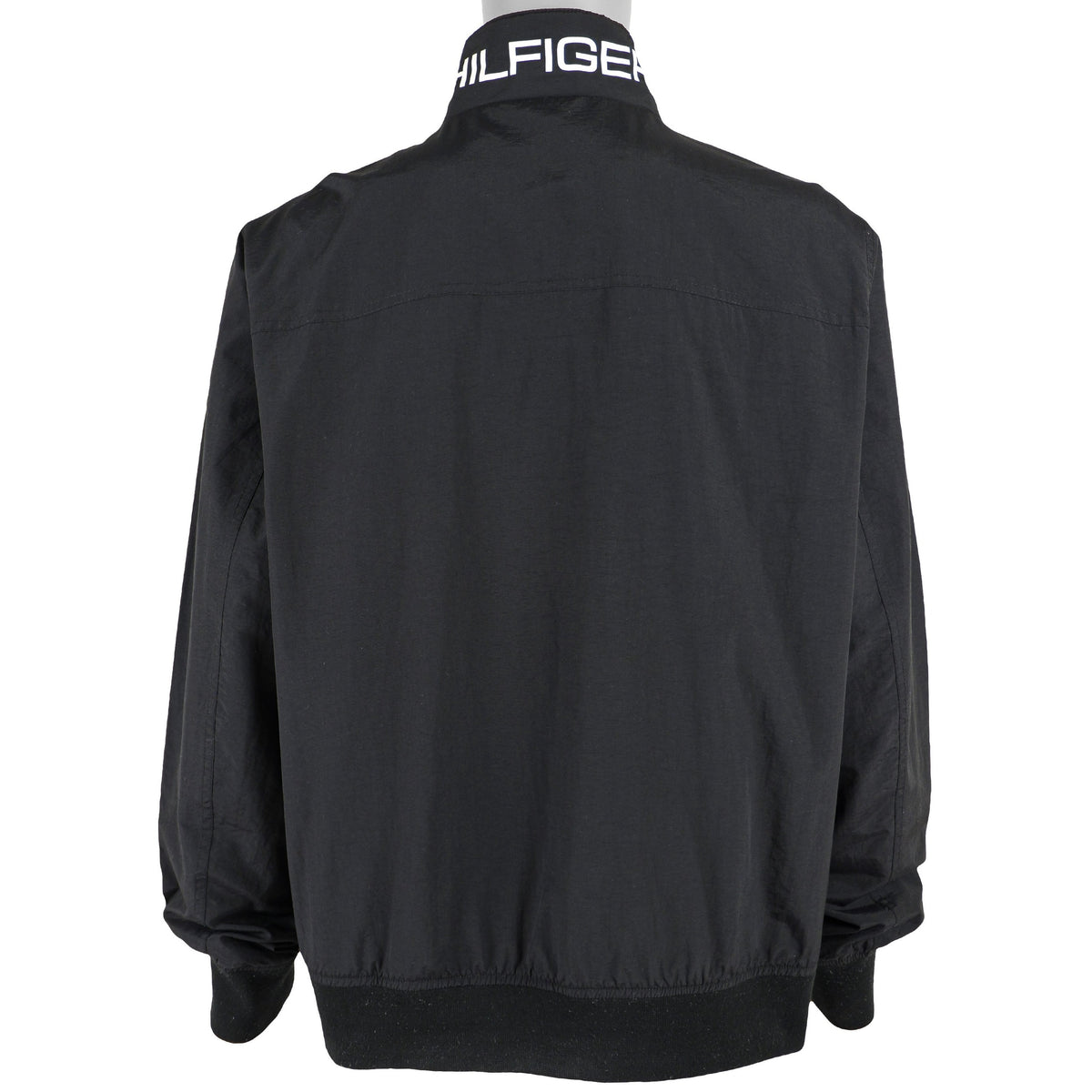 Tommy Hilfiger - Black Harrington Spell-Out Jacket X-Large Vintage Retro