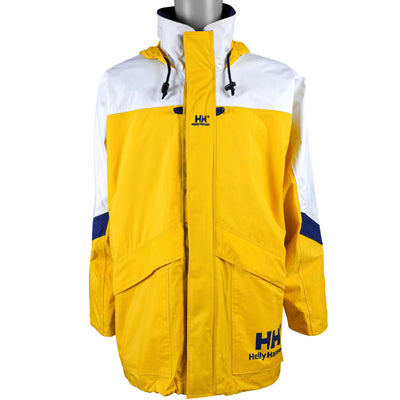 Helly Hansen - Yellow & White Big Logo Jacket 1990s Medium