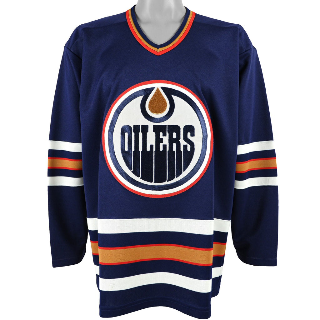 NHL (CCM) - Edmonton Oilers Spell-Out  Jersey 1990s Large  Vintage Retro Hockey