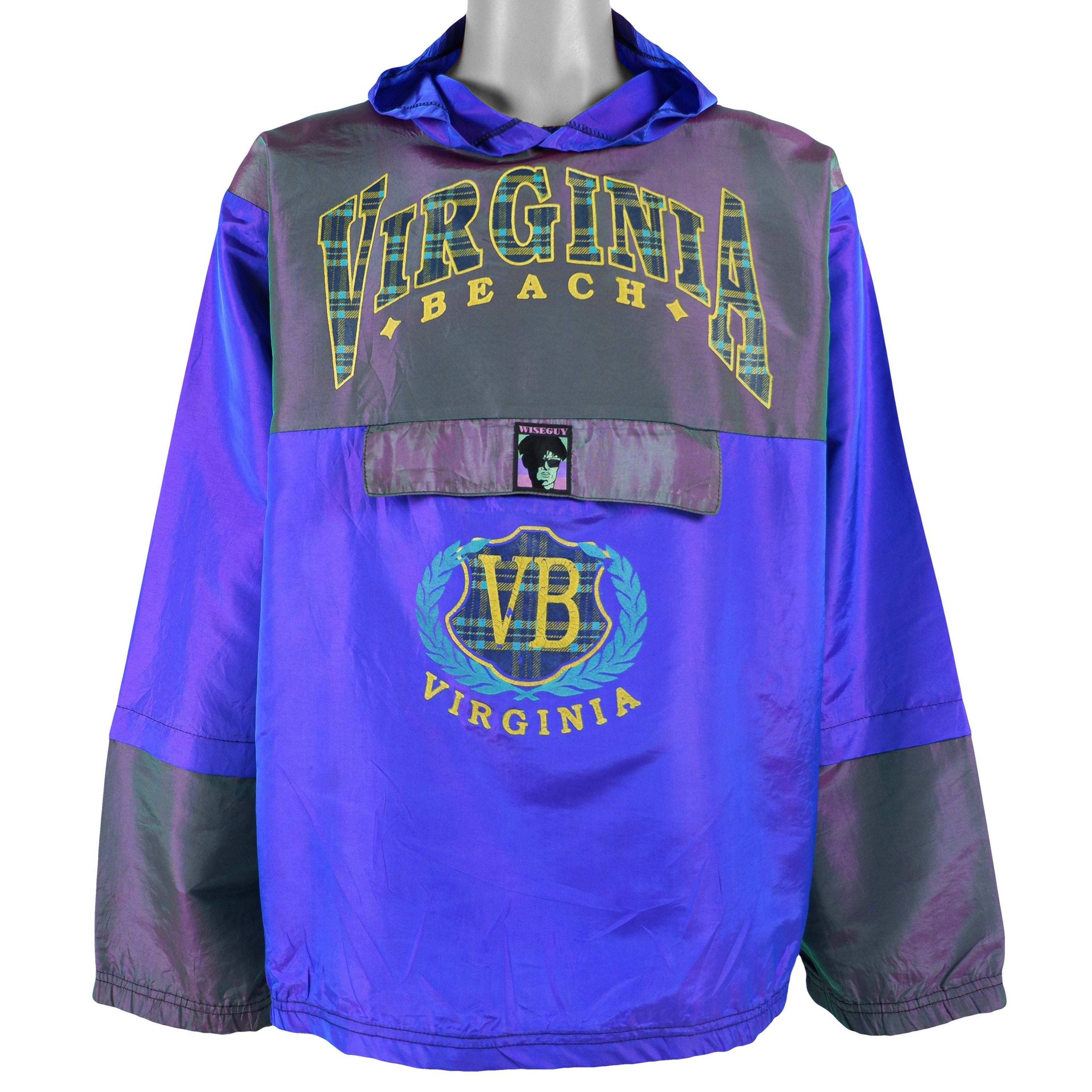Vintage - Virginia Beach Hooded Pullover 1990s Large Vintage Retro