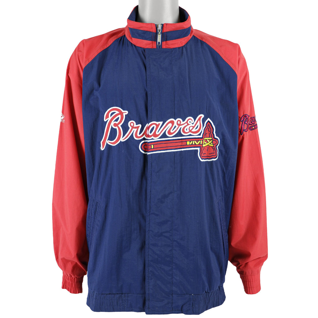 MLB (Apex One) - Atlanta Braves Spell-Out Windbreaker 1990s X-Large Vintage Retro Baseball
