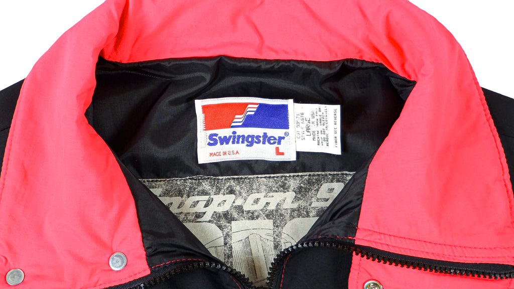 Vintage (Swingster) - Black & Pink Snap-on Racing Jacket 1990s Large Vintage Retro