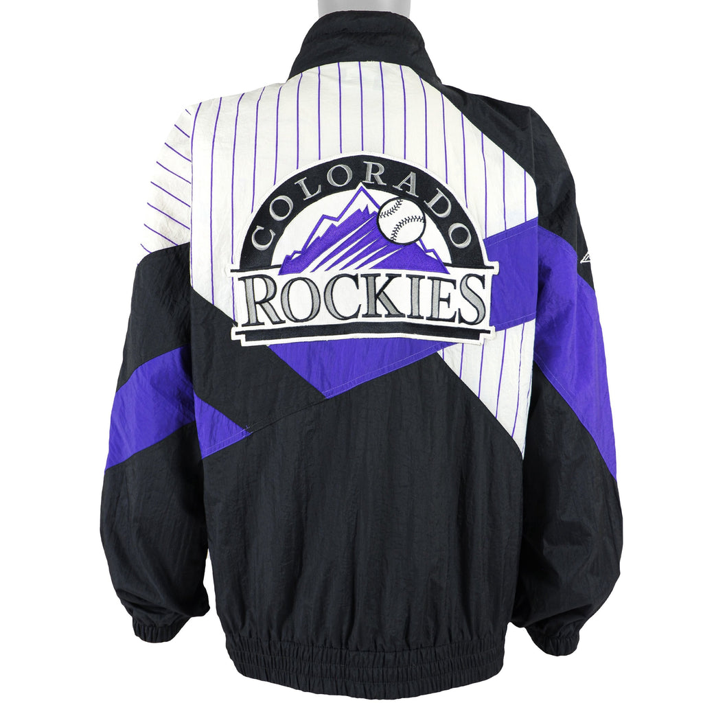 MLB (Apex One) - Colorado Rockies Spell-Out Jacket 1990s Large Vintage Retro Baseball