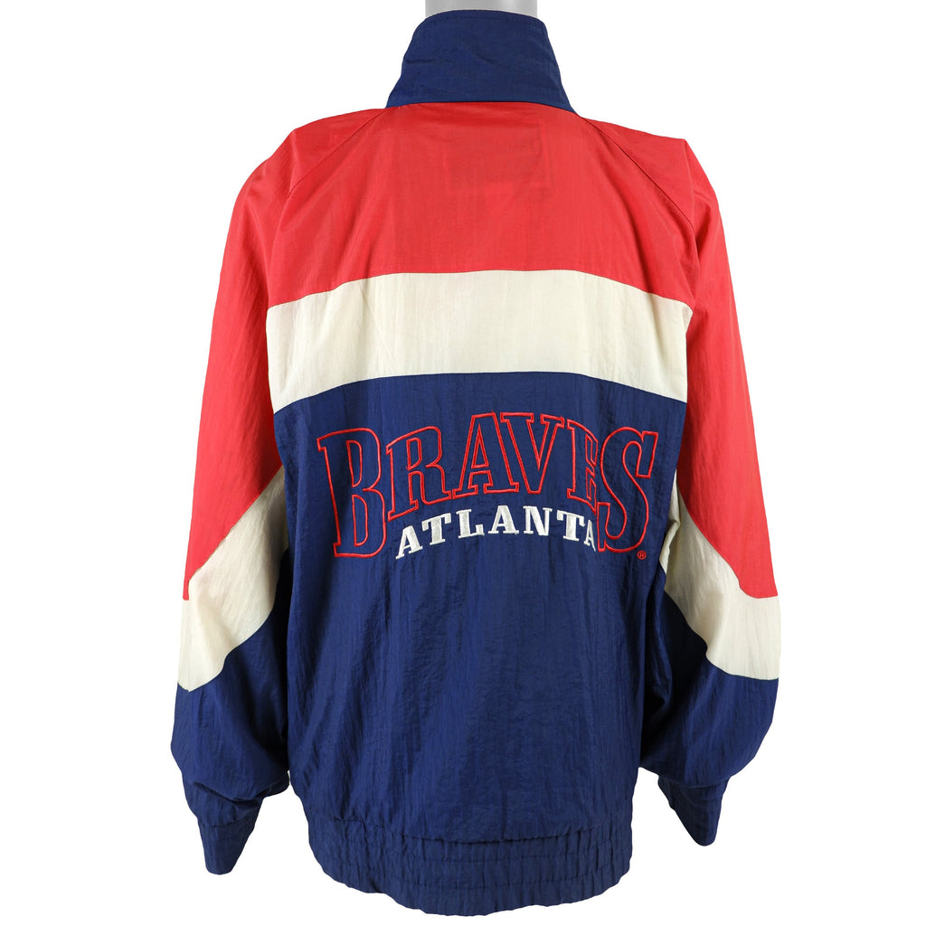 MLB (Logo 7) - Atlanta Braves Spell-Out Windbreaker 1990s X-Large Vintage Retro Baseball