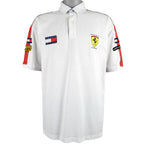 Tommy Hilfiger - White & Red Ferrari Big Spell-Out T-Shirt Large Vintage Retro 