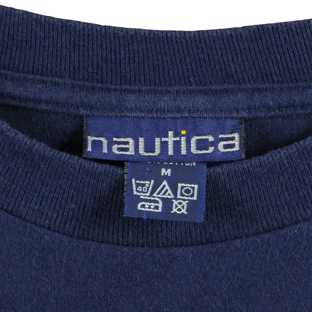 Nautica - Blue Challenge Spell-Out T-Shirt 1990s Large Vintage Retro 