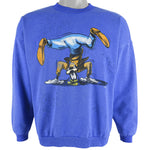 Disney - Blue Goofy Crew Neck Sweatshirt 1990s Large Vintage Retro