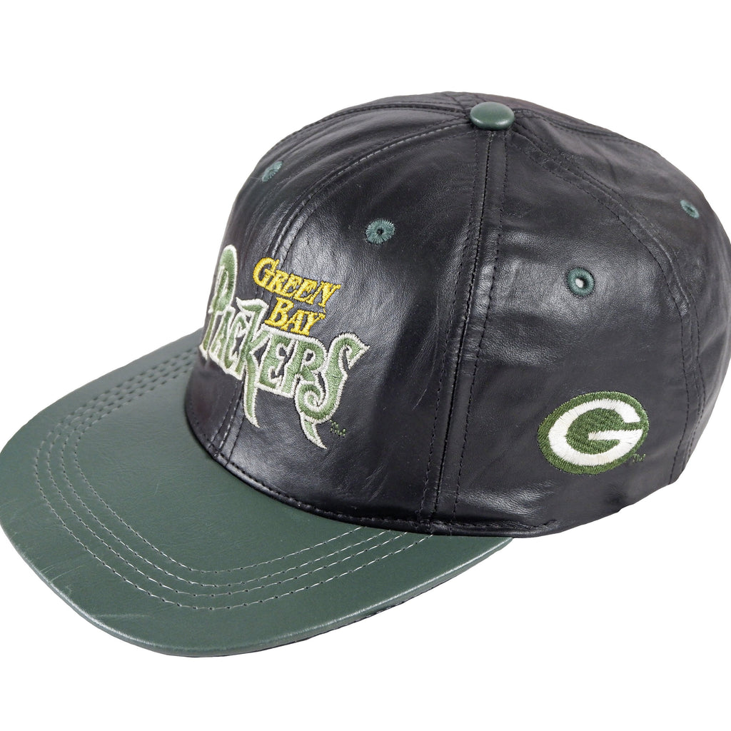 NFL (Modern) - Green Bay Packers Leather Snapback Hat 1990s Adjustable Vintage Retro Football