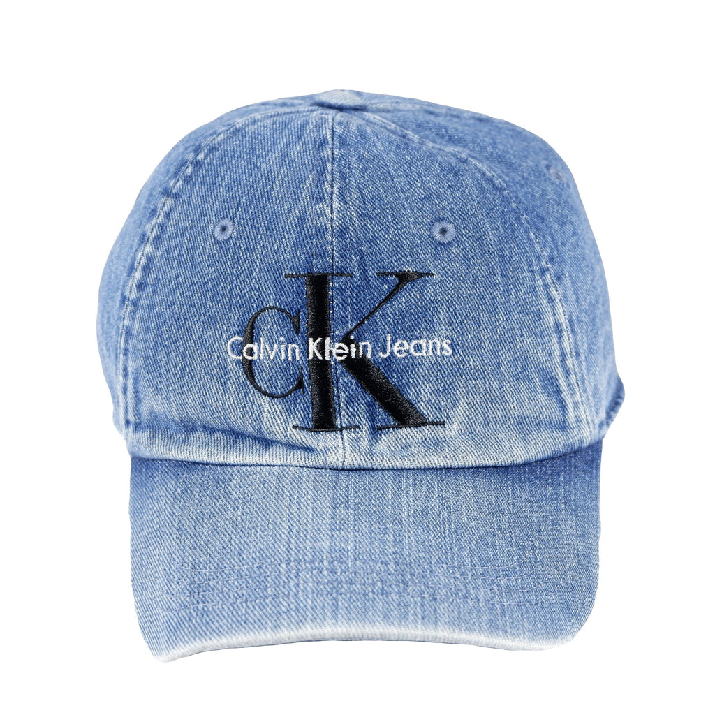 Calvin Klein - Blue Denim Strapback Hat 1990s Adjustable Vintage Retro