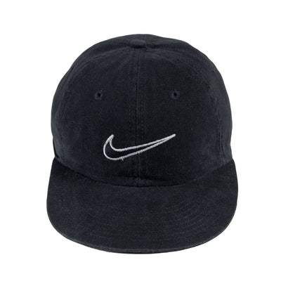 Nike - Black Big Logo Snap Back Hat 1990s