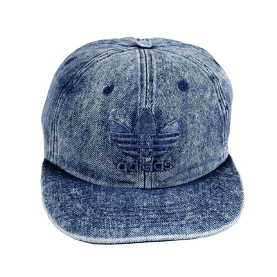 Adidas - Blue Denim Big Logo Hat 1990s Fitted