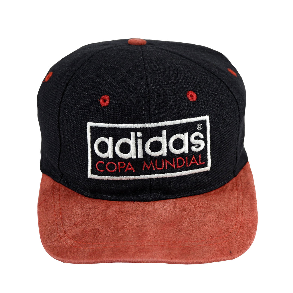 Adidas - Black Copa Mundial Big spell-Out Snapback Hat 1990s Adjustable Vintage Retro