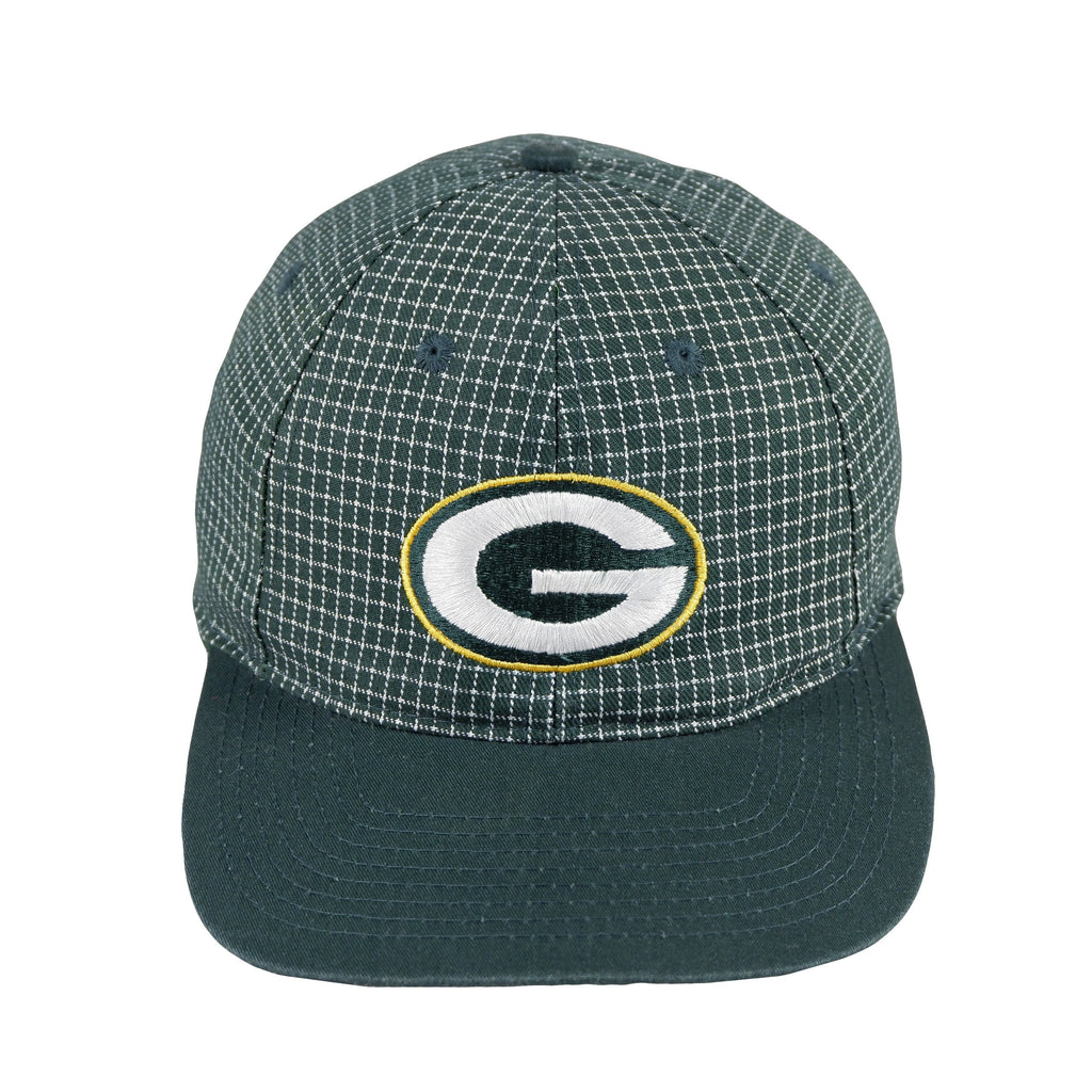 NFL (Logo 7) - Green Bay Packers Checkered Snapback Hat 1990s Adjustable Vintage Retro Football