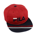 Fila - Red Spell-Out Strap back Hat 1990s Adjustable Vintage Retro