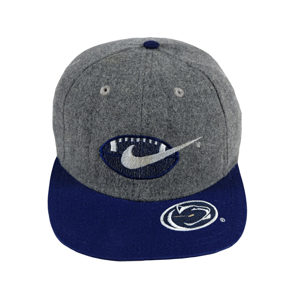 Nike - Grey Penn State Team Sport Snapback Hat 1990s Adjustable Vintage Retro Football College