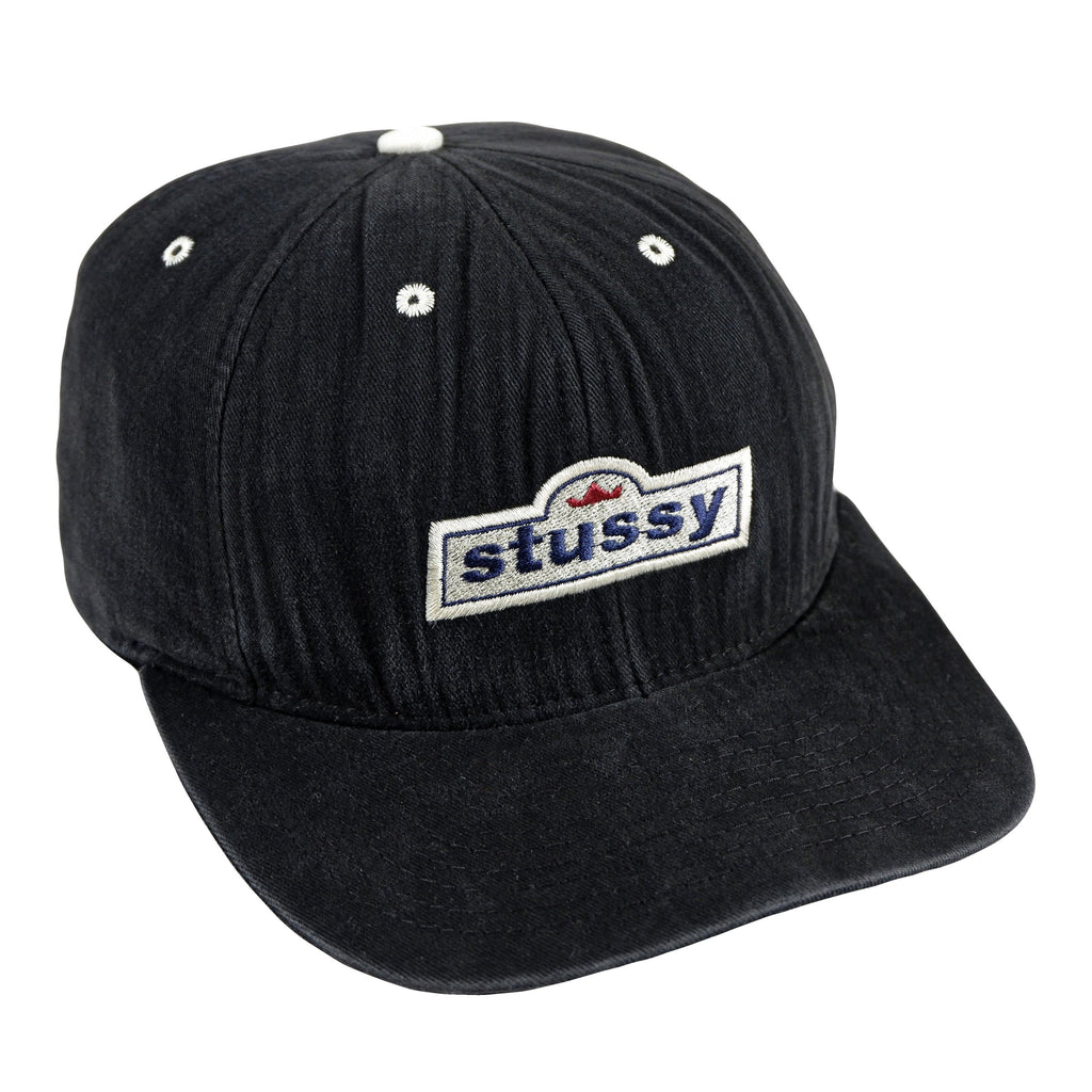Stussy - Black Spell-Out Snapback Hat 1990s Adjustable Vintage Retro 