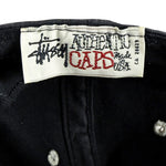 Stussy - Black Spell-Out Snapback Hat 1990s Adjustable Vintage Retro 