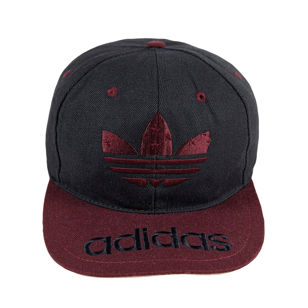 Adidas - Black Big spell-Out Snapback Hat 1990s Adjustable Vintage Retro