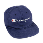 Champion - Blue Spell-Out Snapback Hat 1990s Adjustable Vintage Retro