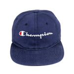 Champion - Blue Spell-Out Snapback Hat 1990s Adjustable Vintage Retro