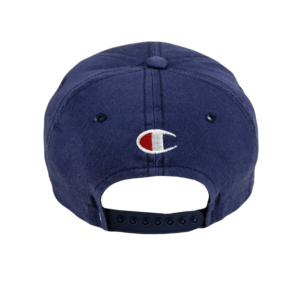 Champion - Blue Spell-Out Snapback Hat 1990s Adjustable Vintage Retro