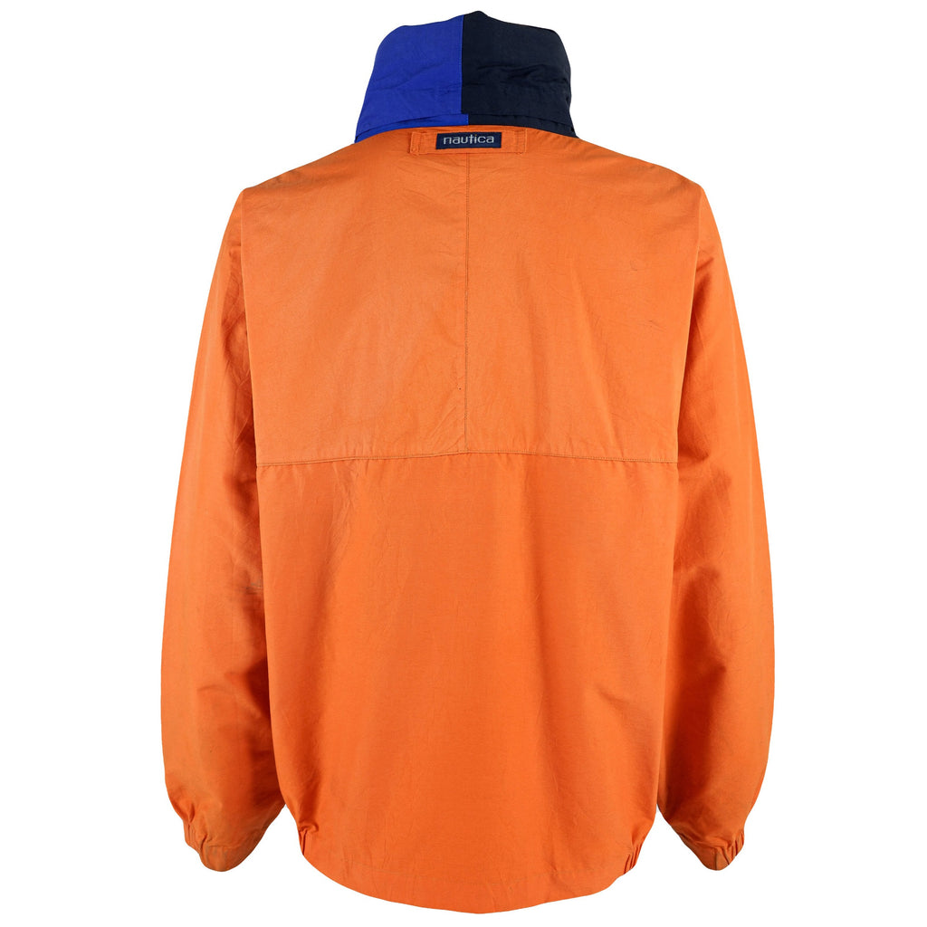 Nautica - Orange Competition Windbreaker 1990s Large Vintage Retro