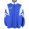Diadora - Blue & White Taped Logo Jacket 1990s X-Large Vintage Retro