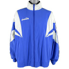 Diadora - Blue & White Taped Logo Jacket 1990s X-Large Vintage Retro