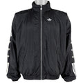 Adidas - Black Stripe Tape Logo Windbreaker 1990s Large Vintage Retro