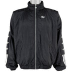 Adidas - Black Stripe Tape Logo Windbreaker 1990s Large Vintage Retro