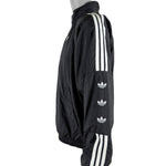 Adidas - Black Stripe Tape Logo Windbreaker 1990s Large Vintage Retro