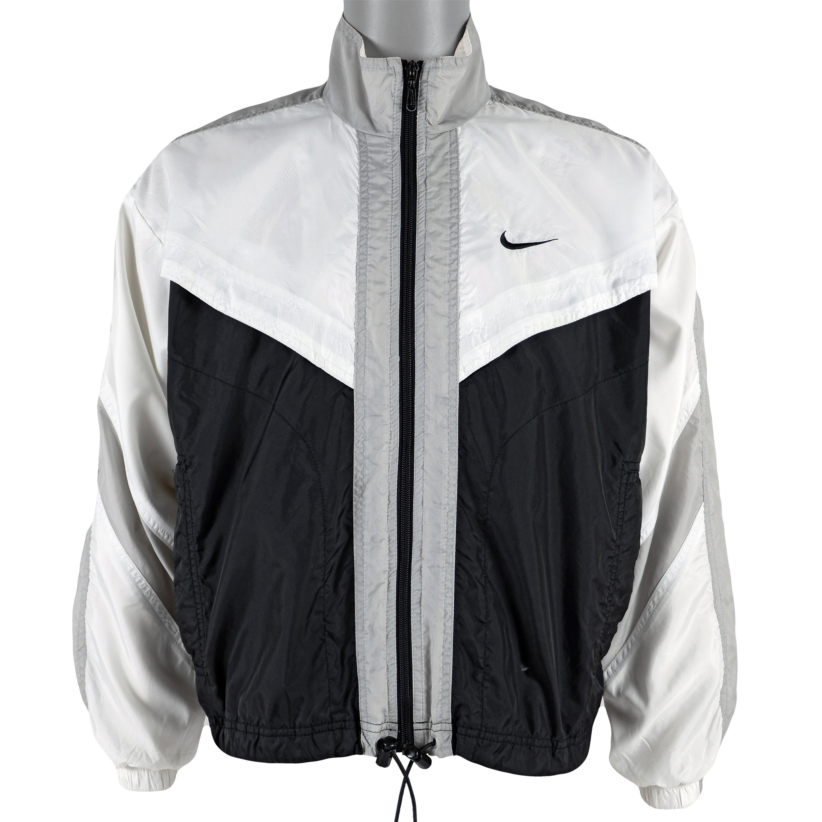 Nike - Black& White Big Logo Windbreaker 1990s Medium Vintage Retro