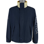 Nautica - Blue spell-Out Sailing Windbreaker 1990s Medium Vintage Retro