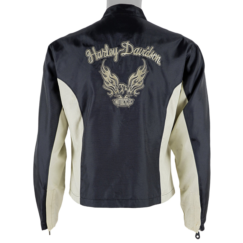 Harley Davidson - B&W Motorcycle Embroidered Jacket Small Vintage Retro