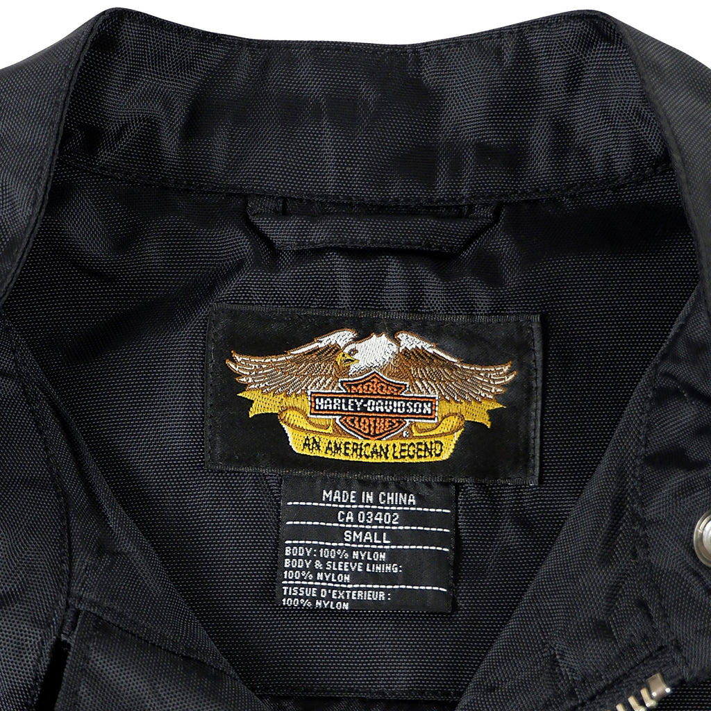 Harley Davidson - B&W Motorcycle Embroidered Jacket Small Vintage Retro