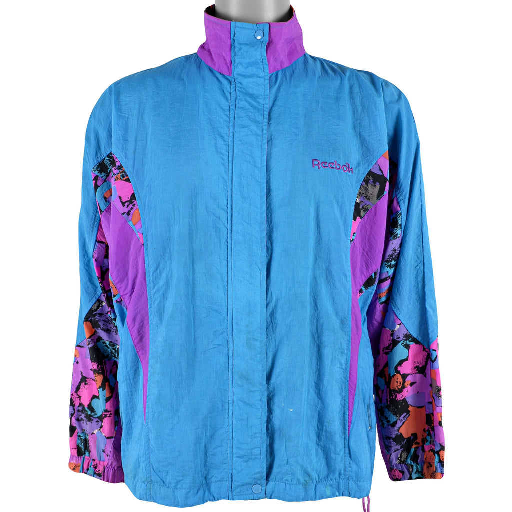 Reebok - Blue with Pattern Lightweight Jacket 1990s Large Vintage Retro