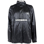 Umbro - Black 1/4 Zip Spell-Out Windbreaker 1990s X-Large Vintage Retro