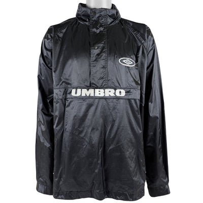 Umbro - Black 1/4 Zip Spell-Out Windbreaker 1990s X-Large