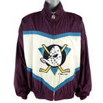 NHL (Logo 7) - Mighty Ducks Big Logo Windbreaker 1990s Large Vintage Retro Hockey