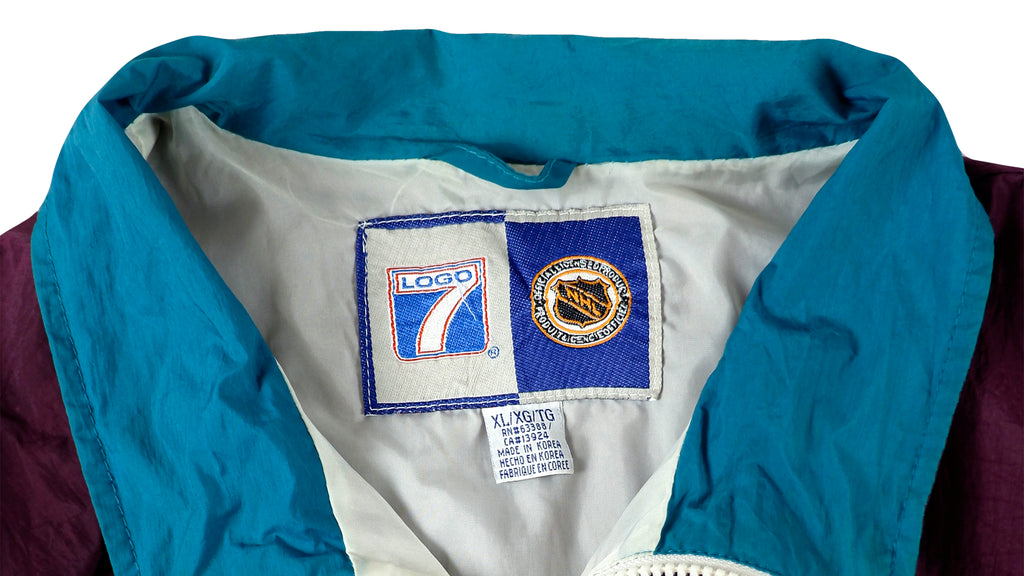 NHL (Logo 7) - Mighty Ducks Big Logo Windbreaker 1990s Large Vintage Retro Hockey