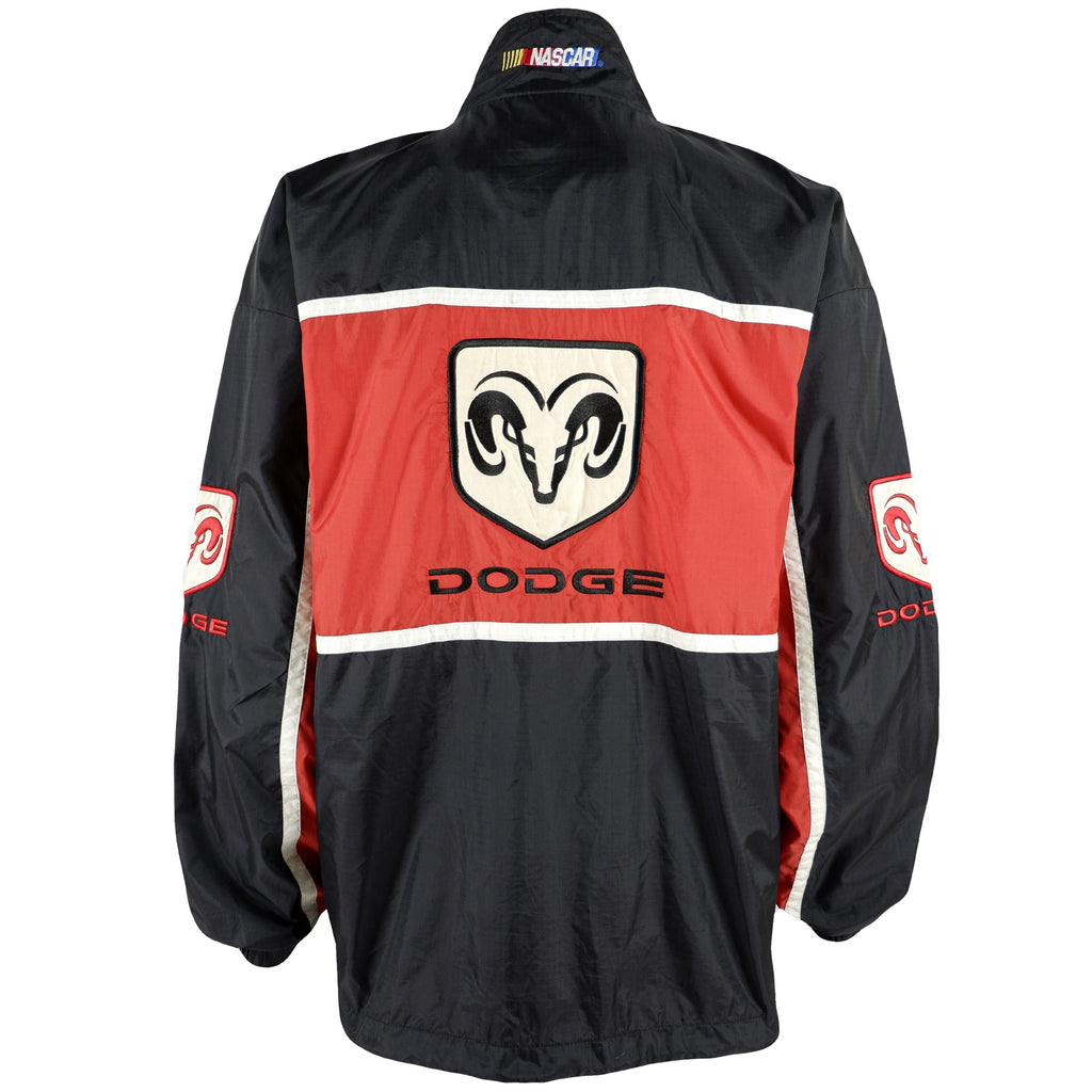 NASCAR (Racing Champions) - Black & Red Dodge Jacket 1990s Large Vintage Retro