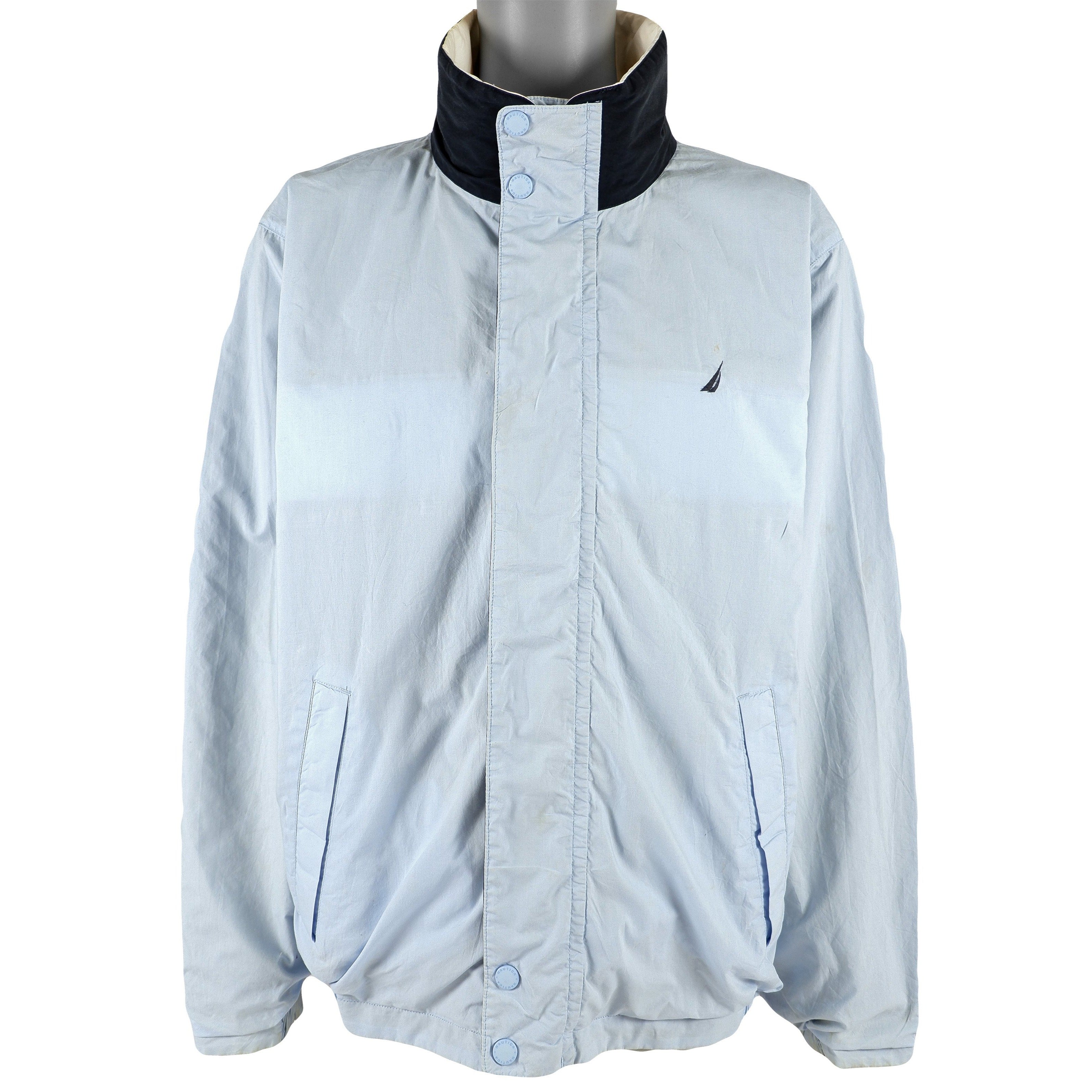 Nautica - Baby Blue & Dark Blue Reversible Jacket 1990s XX-Large Vintage Retro