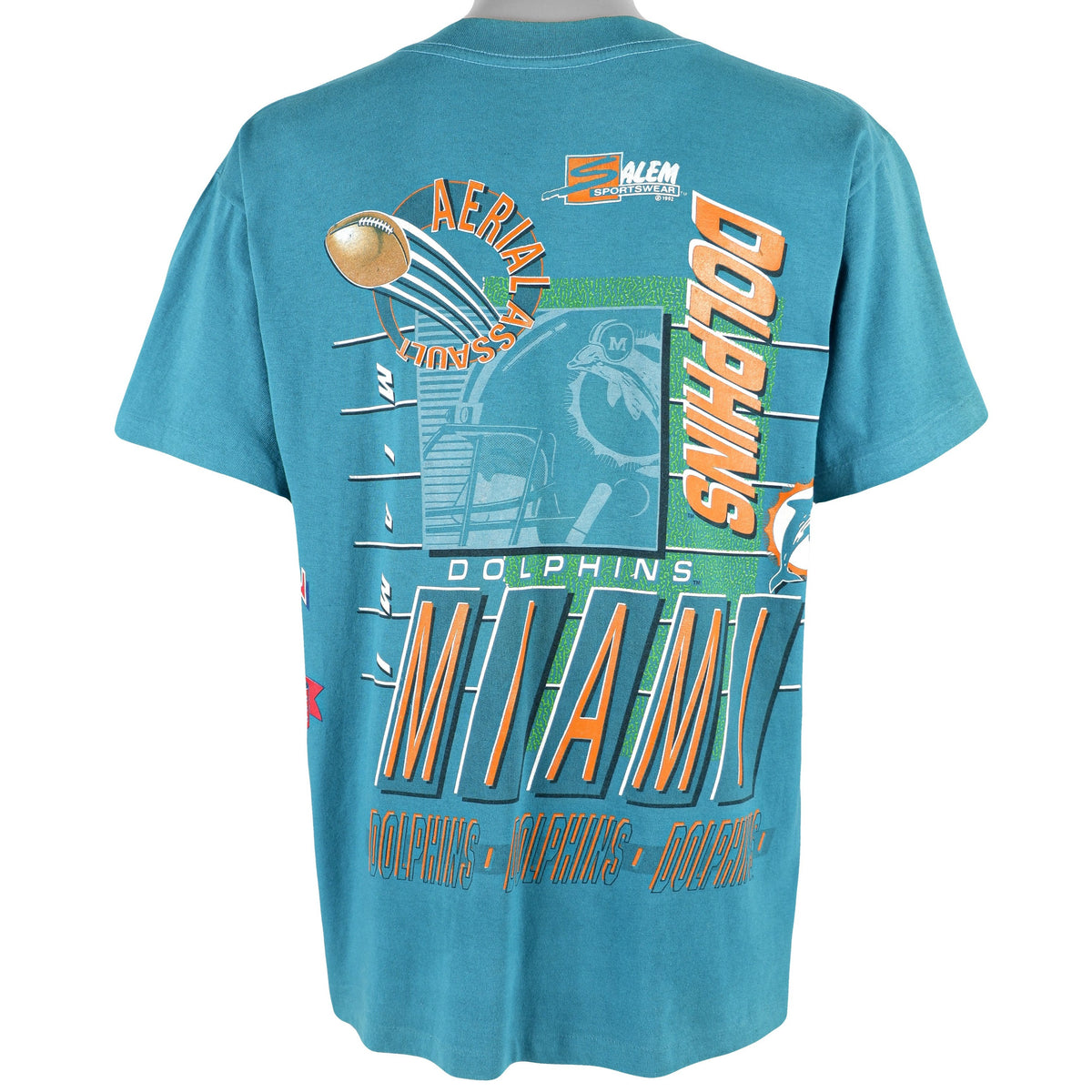 NFL (Salem) - Miami Dolphins Spell-Out T-Shirt 1992 Large Vintage Retro Football